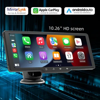 10,26-Дюймовый Портативный Автомобильный Стереосистемный IPS-Дисплей Автомобильное Радио HD Сенсорный Экран Беспроводной Carplay Android Auto Dash Cam USB SD FM-Передатчик
