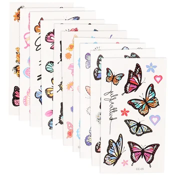 10 Листов водонепроницаемых наклеек для детей с временными татуировками в виде бабочки, бумага для лица девочки, ребенок 3