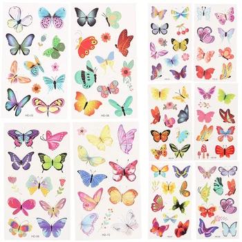 10 Листов водонепроницаемых наклеек для детей с временными татуировками в виде бабочки, бумага для лица девочки, ребенок 5