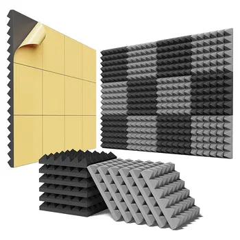 12 Упаковок самоклеящихся звукоизоляционных пенопластовых панелей 2x12x12 дюймов Акустические панели
