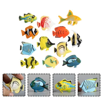 12 шт. Океанские игрушки, настольная модель рыбы, Морское животное, Прекрасный декор, Игрушка для аквариума, Маленькие игрушки, Настольные морские животные, Тропические