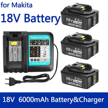 18 В 6000 мАч Перезаряжаемая литиевая батарея Со светодиодом Электроинструмент BL1860B BL1860 BL1850 Для замены батареи Makita.