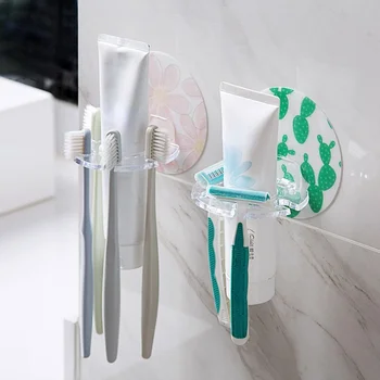 1шт Пластиковый держатель зубной щетки зубная паста стеллаж для хранения бритва зубная щетка диспенсер для ванной комнаты стеллаж для хранения аксессуары для ванной комнаты инструмент
