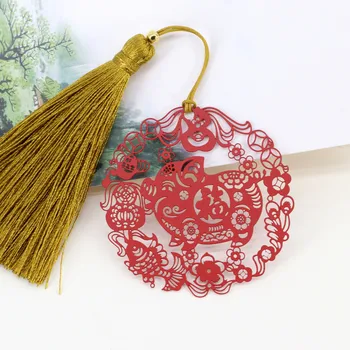 1шт Свиньи вещи счастье металлическая художественная кисточка китайский стиль классический творческий литературный подарок закладки год свиньи новогодние закладки