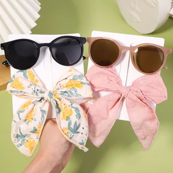 2/Комплект модные корейские милые винтажные солнцезащитные очки вышитый бант клип для малышей мальчиков детские солнцезащитные очки девушка Шпилька аксессуары