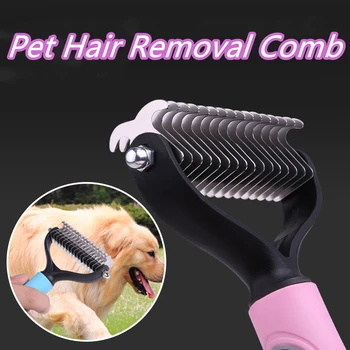 2022 Новая Расческа для Удаления Волос для Собак Cat Detangler Щетка Для Подравнивания Меха Инструмент Для Ухода За спутанными Длинными Волосами Вьющихся Домашних Животных