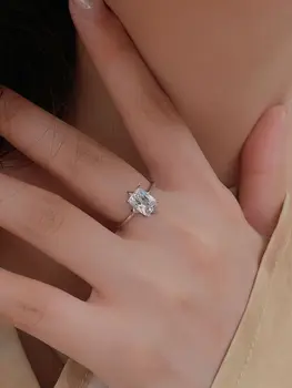 2023 Европейское и американское новое кольцо из стерлингового серебра S925 пробы, легкое роскошное мужское и женское кольцо с сияющим кристаллом, открытое кольцо продвинутого искусства