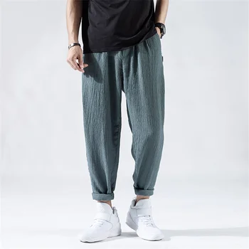 2023 Мужские Повседневные брюки из тонкого ледяного шелка в японском стиле Харадзюку, Однотонные, Свободные, большие размеры, Быстросохнущие Брюки, Модные шаровары для мужчин