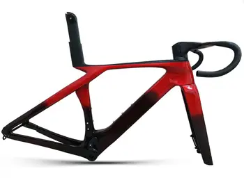 2024 paint road bike carbon frameset красно-черная дисковая велосипедная рама gen 7 taiwan road bike carbon frame t47 + подседельный штырь + руль
