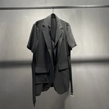 2024 Элегантный Высококачественный мужской костюм-рубашка с коротким рукавом, искусственные летние куртки из двух частей, модная одежда