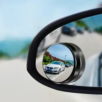 2шт Крепление на присоске для автомобиля, Вспомогательное зеркало заднего вида, вращающееся на 360 градусов, широкоугольная круглая рамка, слепое пятно, Дорожное слепое зеркало 1