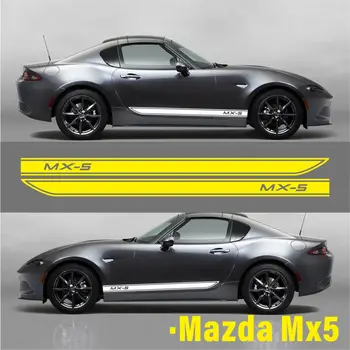 2ШТ Наклейки На Боковую Дверь Автомобиля Для Mazda MX5 NA NB NC ND MX-5 DIY Racing Sport Stripes Тюнинг Автоаксессуаров Наклейки Из Виниловой Пленки 3