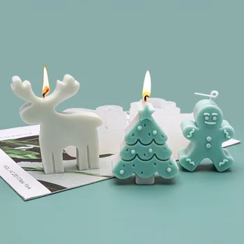 3D силиконовая форма для свечей для изготовления свечей своими руками Смола Гипсовая Силиконовая форма Рождественская елка Форма для мыла Лося Рождественское украшение