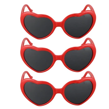 3X Модные Милые солнцезащитные очки в стиле Лолиты в форме сердца в стиле ретро, Маскарадное платье для вечеринки, ЯРКО-красный