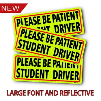 3xпожалуйста, наберитесь терпения, наклейка для водителя-студента, светоотражающий знак на бампере автомобиля для новых водителей 0