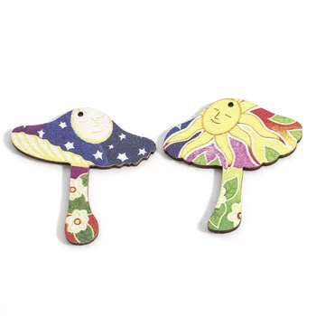 5шт Новые деревянные подвески Многоцветные в форме гриба DIY Ожерелье Браслеты Подвески для женщин Ювелирные изделия для вечеринок Подарки Выводы