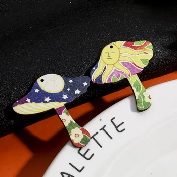 5шт Новые деревянные подвески Многоцветные в форме гриба DIY Ожерелье Браслеты Подвески для женщин Ювелирные изделия для вечеринок Подарки Выводы 3