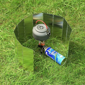 9 Пластин Газовая плита Ветрозащитный экран для приготовления пищи на открытом воздухе, для кемпинга, пикника, Ветрозащитный экран, складной ветроотражатель из алюминиевого сплава