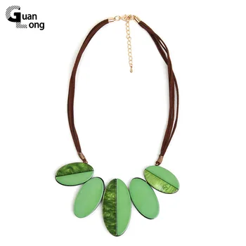 GuanLong, винтажные простые богемные ожерелья для женщин, ожерелье с подвеской на веревочной цепочке для девочек, цепочка для ключиц из смолы, украшения для отпуска