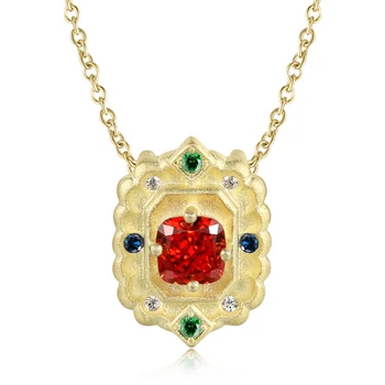 Jiuhao Стерлинговое серебро 925 Пробы Неправильной формы Цветное ожерелье из высокоуглеродистого камня Сверкающая цепочка для женщин Золотые изысканные ювелирные изделия