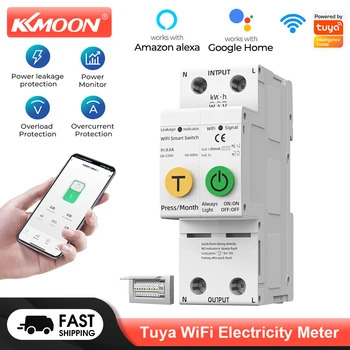 KKMOON Tuya WiFi Счетчик Электроэнергии Автоматическое Повторное Включение Протектора Контроль Тока Напряжения Измеритель Мощности С Голосовым Управлением Приложением