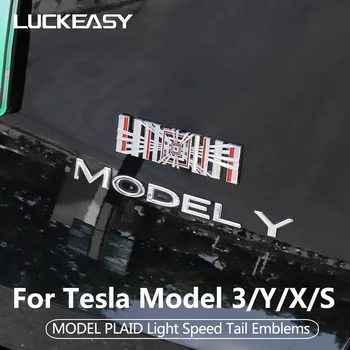 LUCKEASY Для Tesla Model 3 ModelY X S 2021-2023 Отделка Хвоста Автомобиля Клетчатые Эмблемы Наклейка Металлический Значок Аксессуары Для Автоматической Модификации