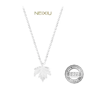 Neixiu Подлинное ожерелье из листьев стерлингового серебра 925 пробы, Нежный кулон, модная женская классическая цепочка для ключиц, подарок оптом