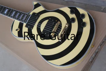 Rhxflame Custom Shop Zakk Wylde Bullseye Кремовый Желтый Черный Электрический Копирующий Пассивный Звукосниматель EMG Guitar Gold С Позолоченным Названием