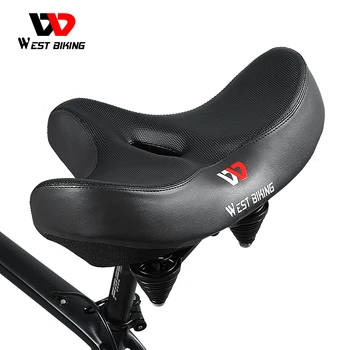 WEST BIKING Полое дышащее седло для шоссейного велосипеда MTB, амортизирующее велосипедную подушку из искусственной кожи с гелевым наполнителем, большая Удобная попа
