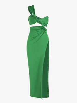 ZAFUL Сексуальное клубное платье Миди Vegas с высоким вырезом и рюшами на одном плече ZF509108201