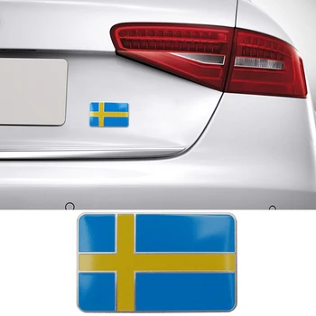 алюминиевая эмблема размером 8x5 см для значка флага Швеции для BYD VW BMW Skoda Tesla Kia Audi, наклейки для боковых украшений автомобиля