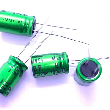 Алюминиевый электролитический конденсатор серии MUSE с неполярным медно-зеленым выводом 100 МКФ25 В 1016 мм BP 0