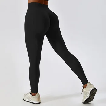 Бесшовные штаны для йоги с высокой талией, женские колготки для фитнеса с подтяжкой бедер, колготки для бега