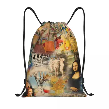Ван Гог из рюкзаков на шнурках, легкие сумки, картина Да Винчи, Мона Лиза, Пикассо, спортивный рюкзак для спортзала, сумки для тренировок
