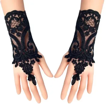 Вышитые кружевной лентой Черные перчатки для фотосъемки ногтей Аксессуары для маникюра в стиле Нейл-арта на Хэллоуин