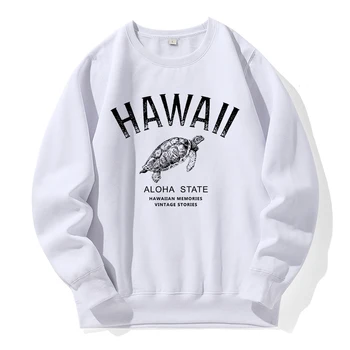 Гавайи, штат Алоха, с принтом морской черепахи, мужской Свободный флисовый спортивный костюм большого размера, Спортивная Уличная толстовка, модные Классические толстовки