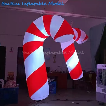 Гигантский надувной Рождественский леденец-трость, воздушный шар, Рождественский орнамент со светодиодной подсветкой для ночного клуба, декор для мероприятий
