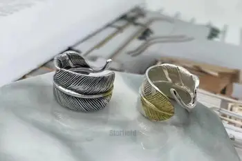 Горячее предложение, новое открытое регулируемое кольцо с пером для мужчин и женщин, гарантия 100%, серебро S925 пробы, подарок из тайского серебра в стиле ретро