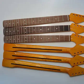 Гриф гитары 22 Лады ST, Канадский клен, накладка из розового дерева, желтый глянцевый для замены электрогитары
