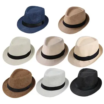 Детская Летняя пляжная соломенная шляпа, джазовая панама, фетровая шляпа, бандитская кепка, уличные дышащие шляпы, солнцезащитная шляпа для девочек и мальчиков