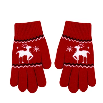 Детские вязаные перчатки с оленем N80C с мультяшным рисунком, зимние утепленные перчатки