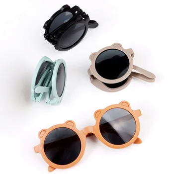 Детские модные солнцезащитные очки с мультяшным медведем, детские Летние пляжные солнцезащитные очки с защитой от ультрафиолета для отдыха на природе