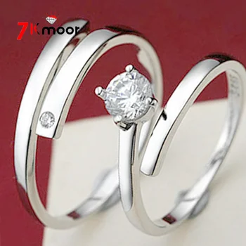 Для мужчин Кольцо, Регулируемый набор парных колец с кристаллами Для женщин, кольцо серебристого цвета Для пар, набор обручальных колец для помолвки