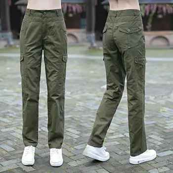 Женские новые модные прямые брюки с несколькими карманами, облегающие брюки с высокой талией