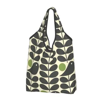 Изготовленные на заказ сумки для покупок Orla Kiely темного цвета, женские портативные сумки для больших покупок, Скандинавские сумки Scandi в стиле ретро для покупок