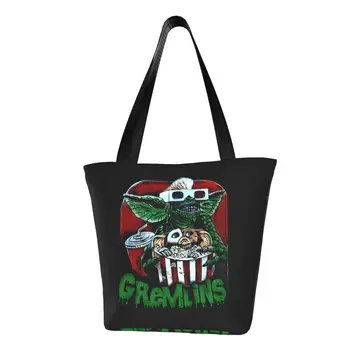 Изготовленные на заказ холщовые сумки для покупок Gremlins, женские Сумки для вторичной переработки продуктов, ретро-сумки для покупателей из фильма ужасов 80-х 