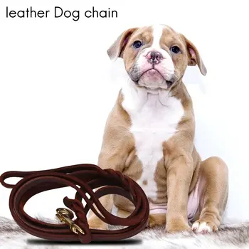 Кожаный плетеный ошейник для выгула домашних собак длиной 2 м, ремешок для дрессировочного поводка