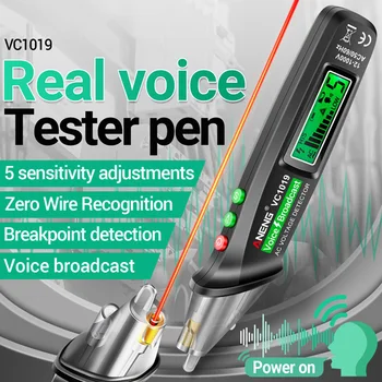 Красная лазерная тестовая ручка VC1019 Детектор напряжения голосового вещания 12-1000 В, Бесконтактная ручка, электрический тестер, измерительный инструмент
