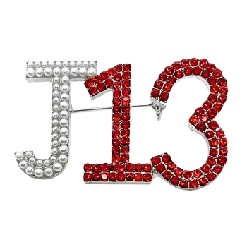 Красный горный хрусталь Ювелирные изделия женское общество логотип J13 буква Металлическая брошь булавка