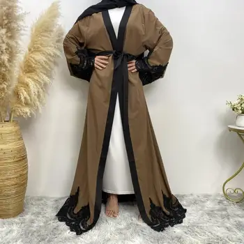 Кружевной кардиган для мусульманских женщин Ид Абая, Дубайский модный Длинный халат, турецкая одежда, исламская Арабская Женская мусульманская одежда, Кафтан
